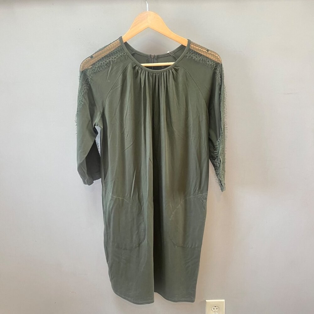 NEW Garnet Hill Luna Lace-Inset Knit‎ Dress- Sz. S. Lyocell